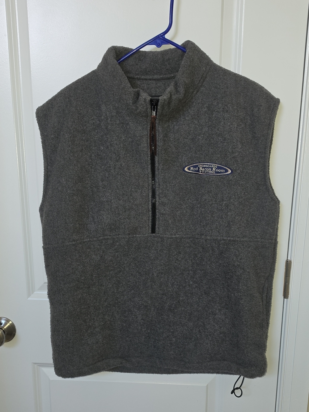 ☆ Jones & Mitchell Half-Zip Y2K Fleece Vest Red Baron Room Snowboards Size L ☆
